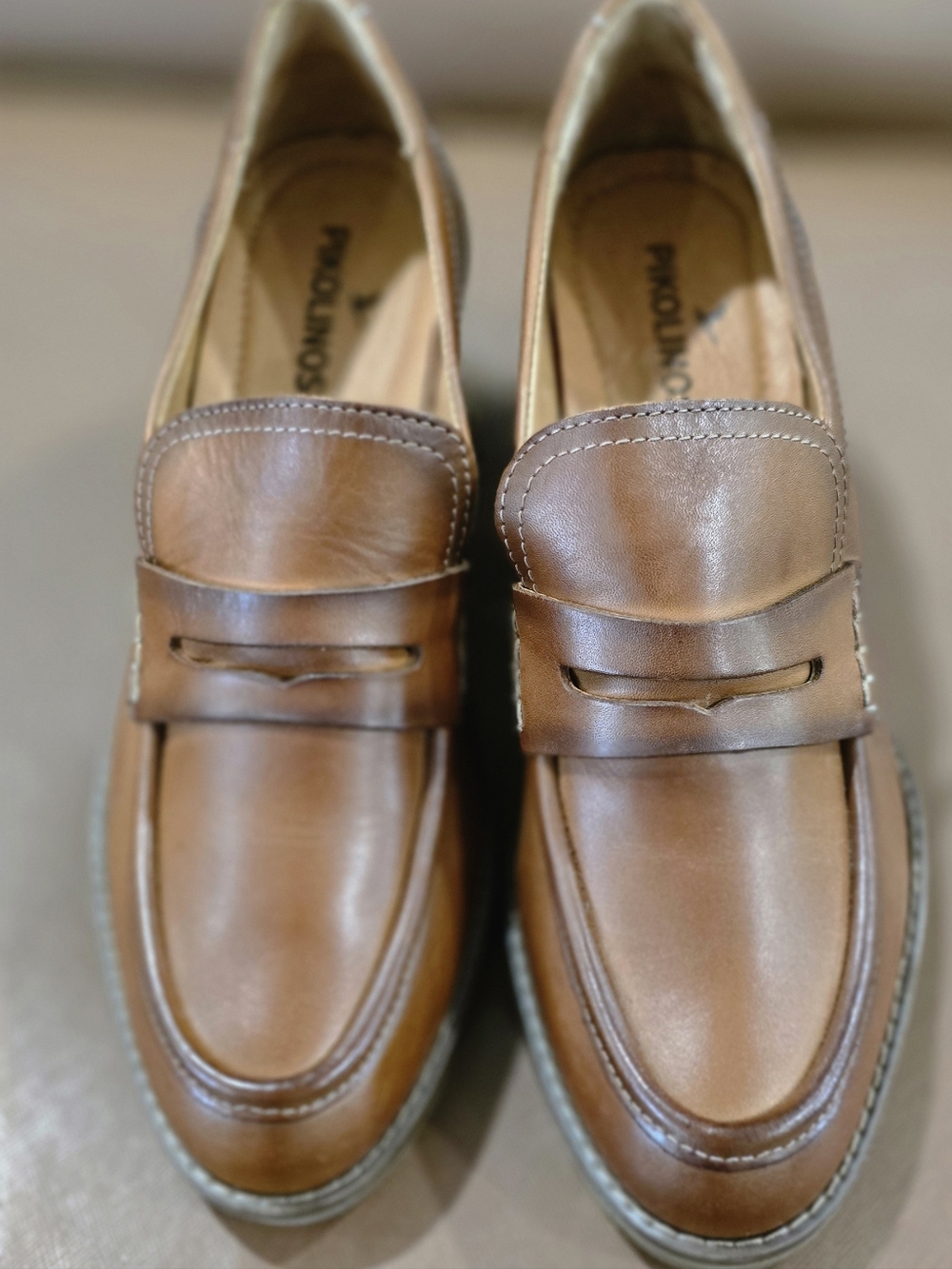 PIKOLINOS Tan Leather Penny Loafers